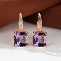 Korean style square zircon ear hook earrings with geometric round design in multiple plating colours