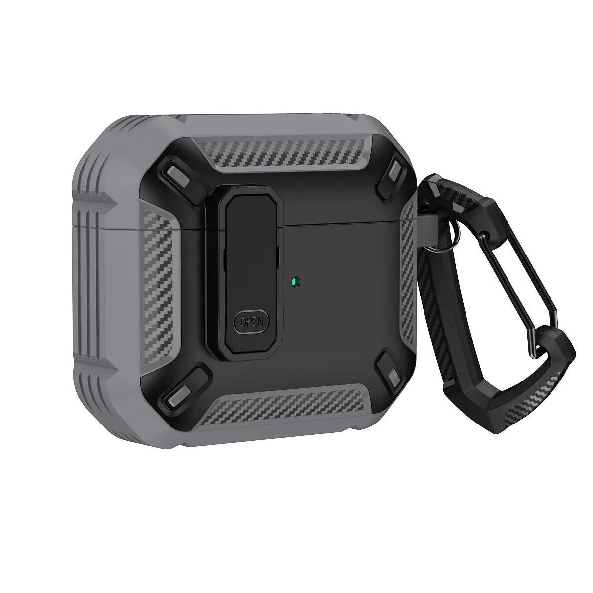 AirPods plastic clamshell protective case with hook in two-tone colours