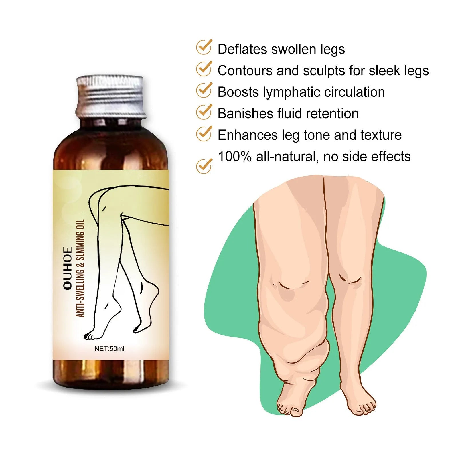 50ml bottle of moisturising body massage essential oil with cassia seed and capsaicin extracts