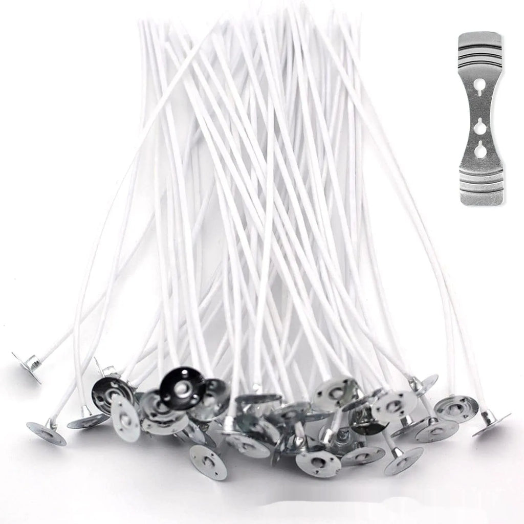White cotton candle wick DIY material for candle making projects in three different lengths