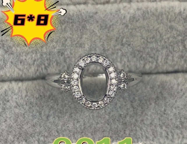 Korean-style oval denier ring with a five-pointed star on electroplated copper, stone size 6x8 mm.