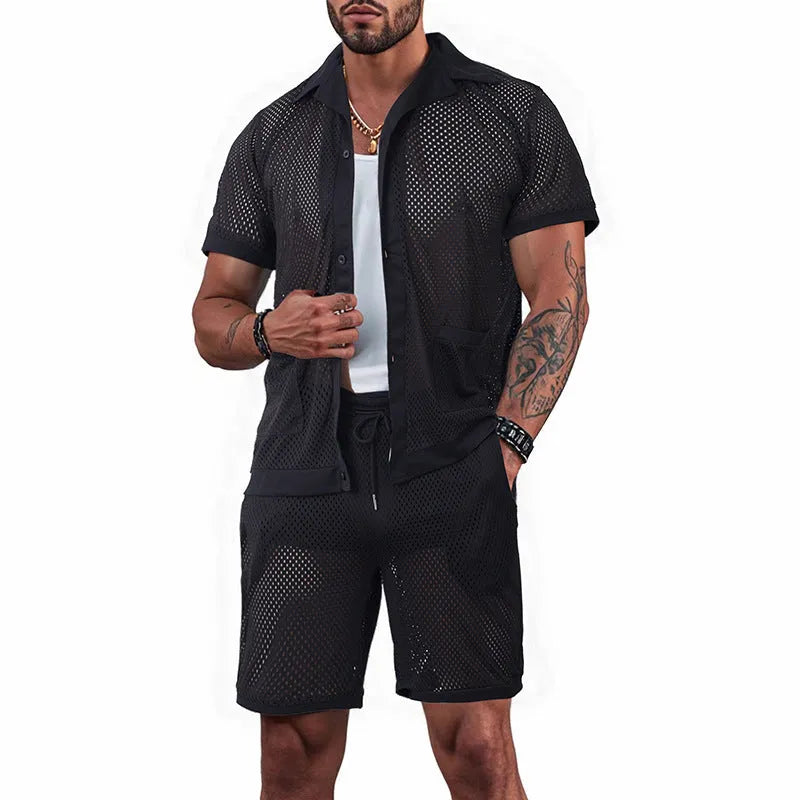 Design Beach Hawaii see-through cardigan shorts set in thin fabric for summer wear