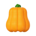 Pumpkin orange plastic dog toy with rope handle and molar-textured chewing surface