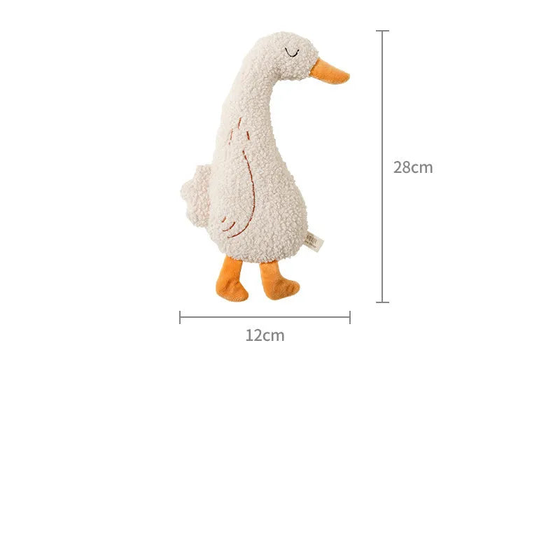 Cartoon fox and duckling pet chew toys with sound paper inside, made from teddy velvet fabric