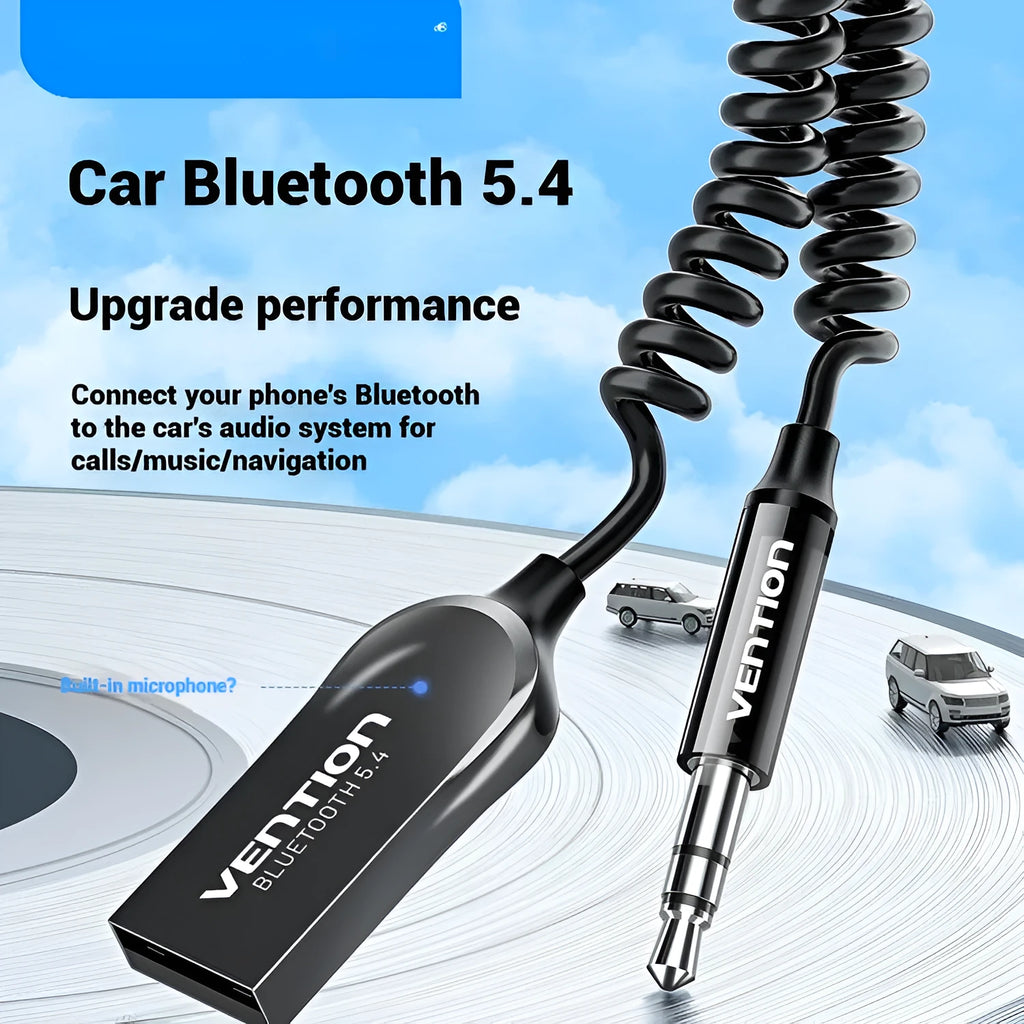 USB car Bluetooth audio receiver with zinc alloy USB connector and copper 3.5mm jack