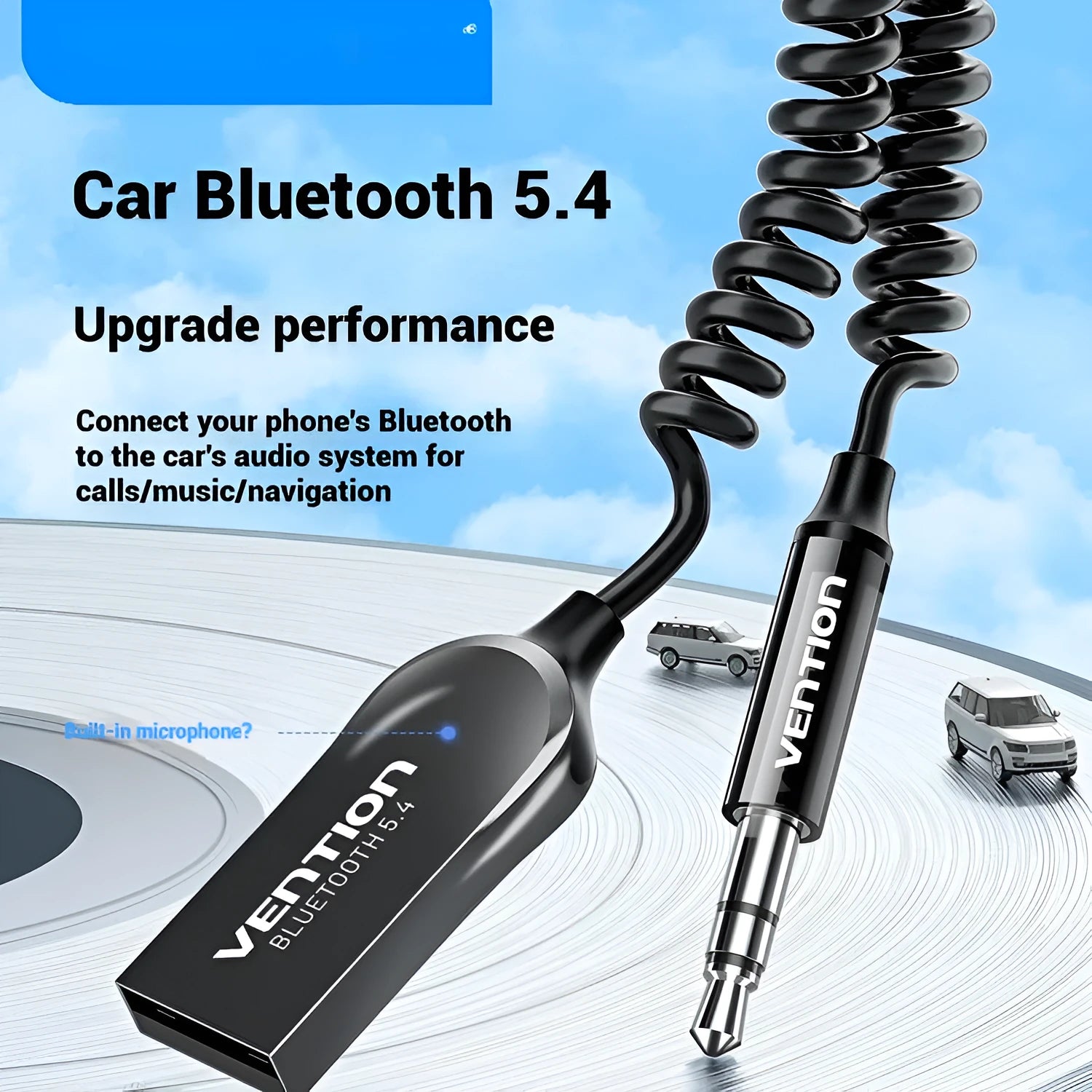 USB car Bluetooth audio receiver with zinc alloy USB connector and copper 3.5mm jack