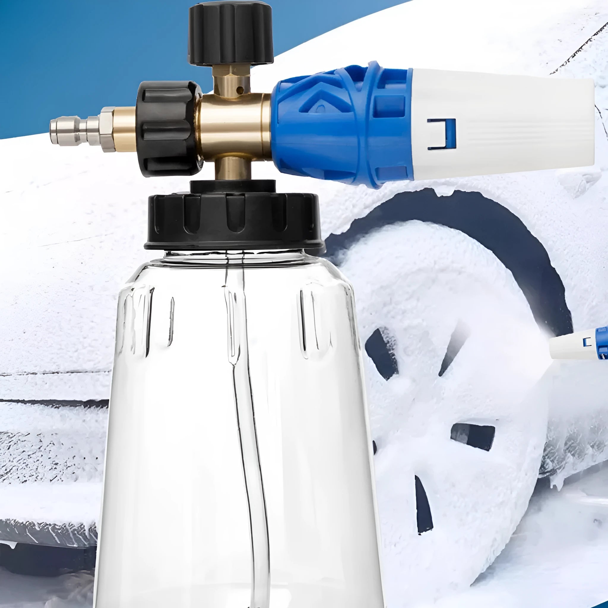 High pressure car wash foam sprayer 1L all aluminium model with big mouth opening for pressure washers