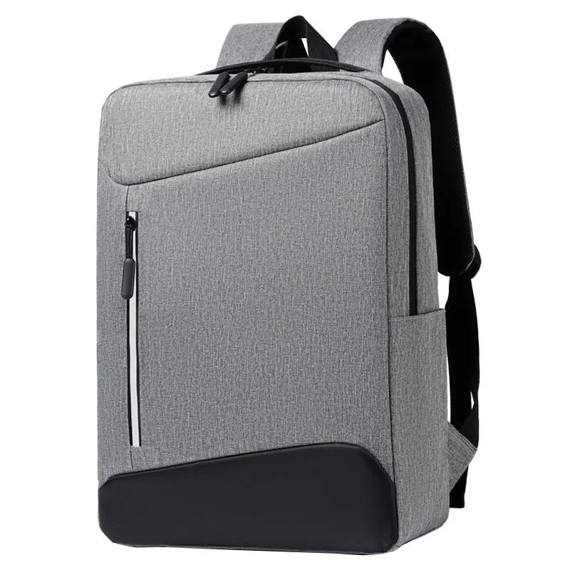 Black waterproof Oxford cloth laptop backpack with curved straps for business travel
