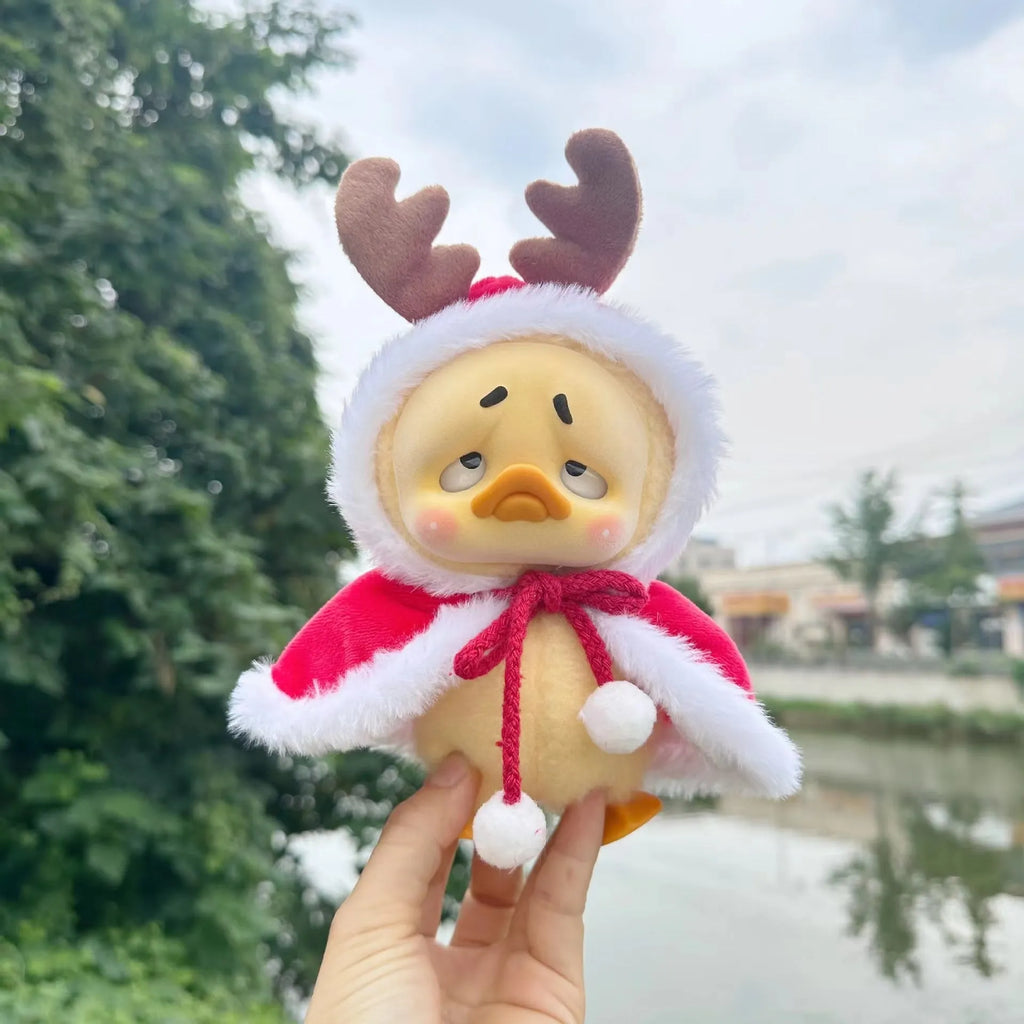Annoying Duck doll wearing plush antlers cloak Christmas suit designed for 15CM dolls