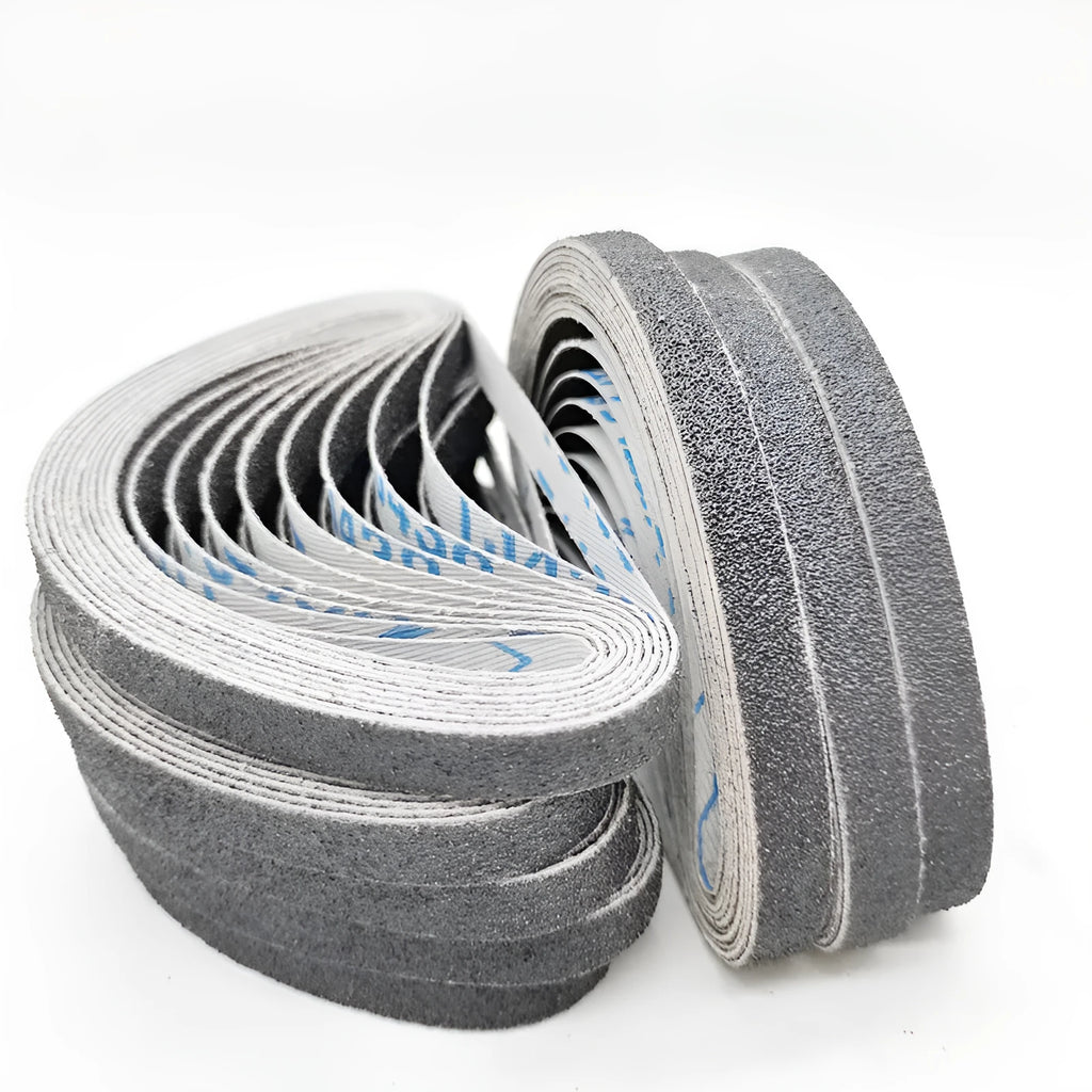 Small pneumatic belt sander 10x330mm for metal polishing with roll ring and alumina abrasive belt