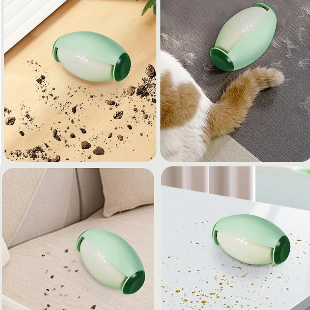 Green and white washable reusable gel lint roller ball for pet hair removal