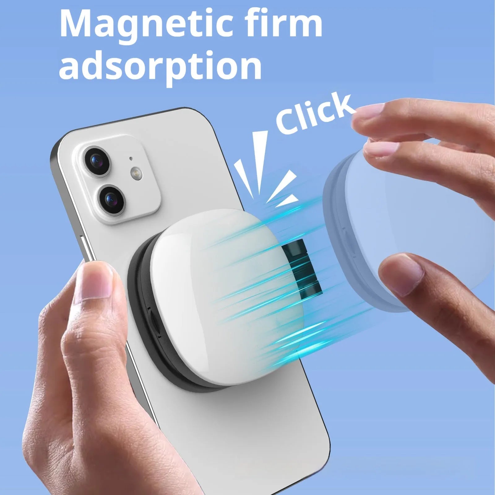 Black and white magnetic mobile phone fill light with mini mirror and three colour temperatures
