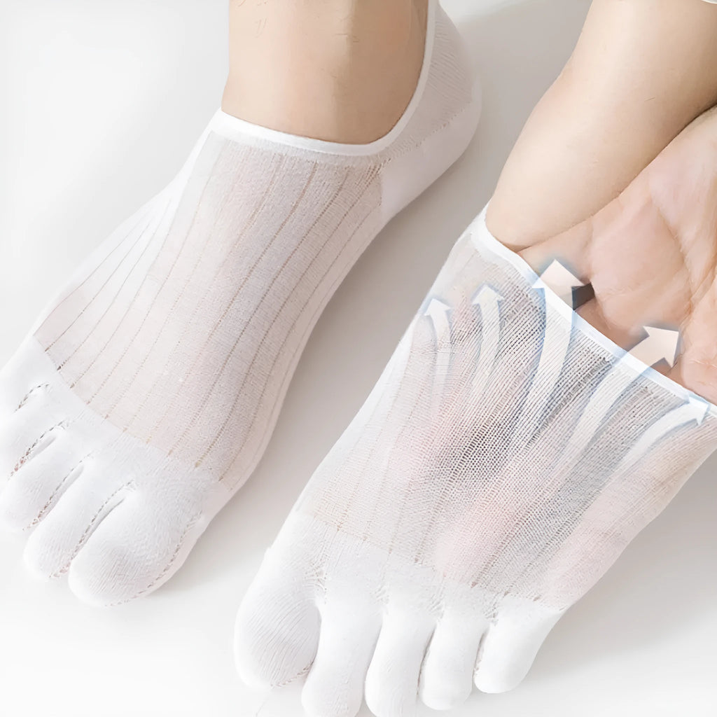 Modal cotton five-finger ultra-thin breathable boat socks in solid colours