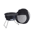Small folding round ice stove with barbecue grill and accessories for outdoor cooking