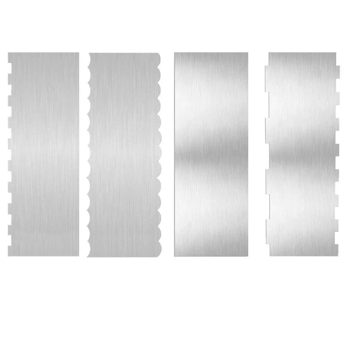 Stainless steel cream scraper with polygon-patterned edge for cake decorating