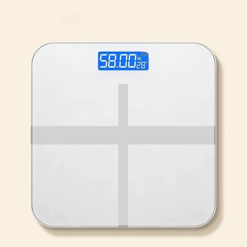 Household body weighing scale in Cross Ice Crystal White colour with 26x26 dimensions and USB charging capability