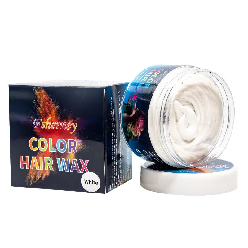120g hair styling clay pot in one of nine colours: white, orange, red, yellow, blue, green, purple, rose red, or granny grey