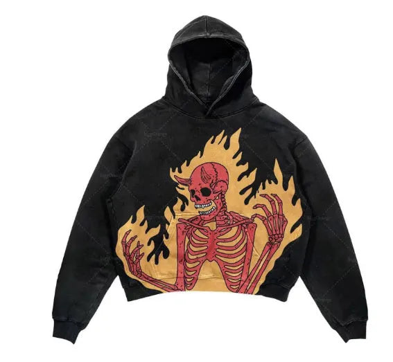 Women's gothic long sleeve hoodie with 3D printed pattern, loose fit, polyester fabric, eight colour options