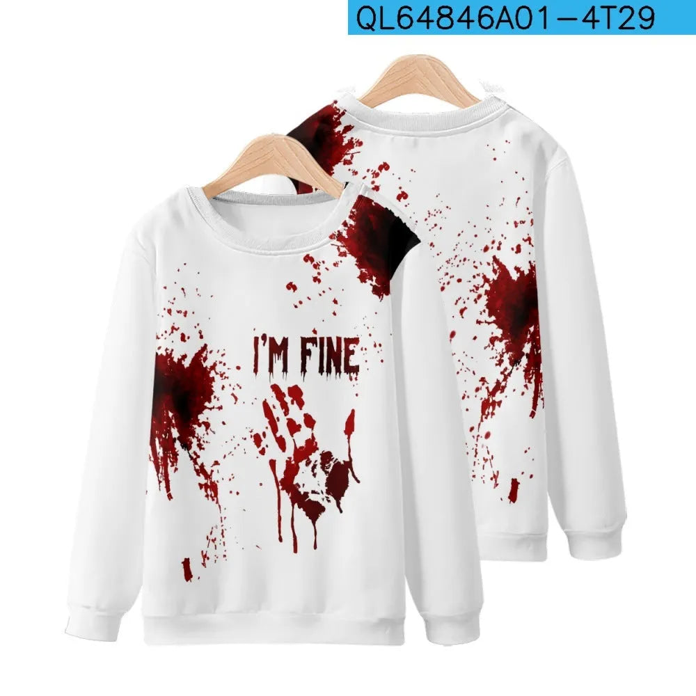 Men's round neck sweater with Halloween 3D print, polyester, colour 1-4T29, sizes XXS to 4XL
