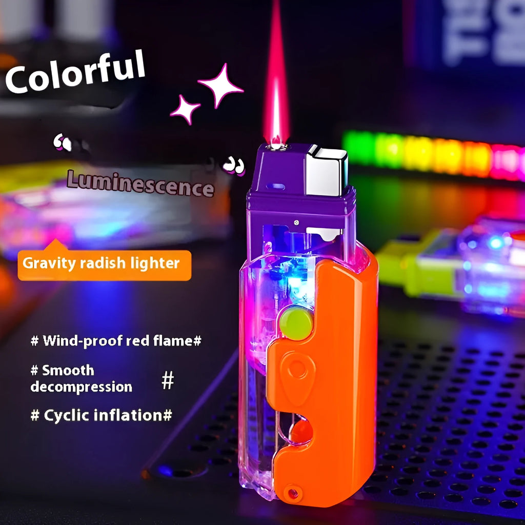Colourful plastic radish lighter in orange, purple or green with wind-resistant functionality