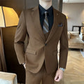 Men's slim fit business formal wear in chemical fibre blend fabric available in dark green