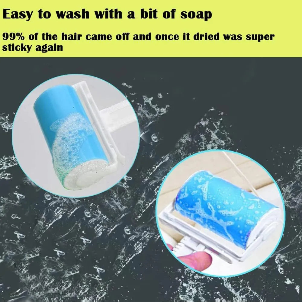 Reusable washable lint roller with protective cover for pet hair removal