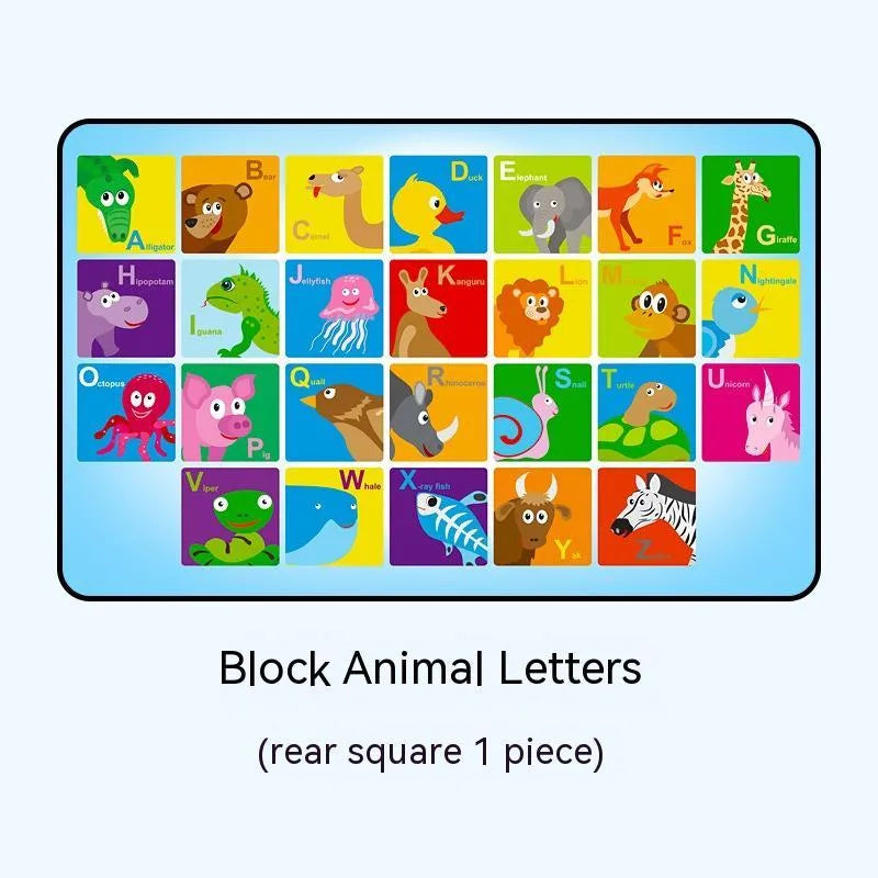 Retractable magnetic car sunshade with silver coating and cartoon animal letter patterns