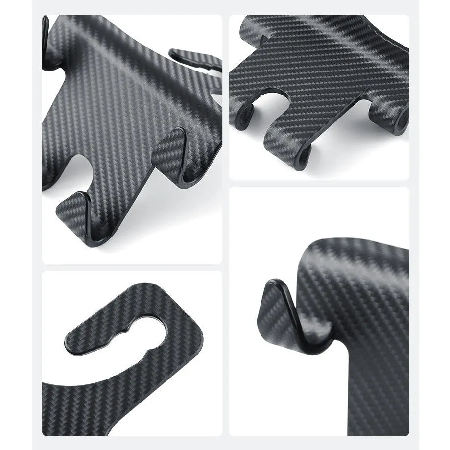 Black ABS car multifunction hook bracket with integrated phone holder for rear seat storage