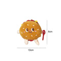 Set of five soft cat chew toys shaped like a hamburger, chicken leg, fries, bread, and hot dog for teething kittens.