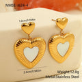 Gold heart-shaped stainless steel earrings with 18K electroplating for women