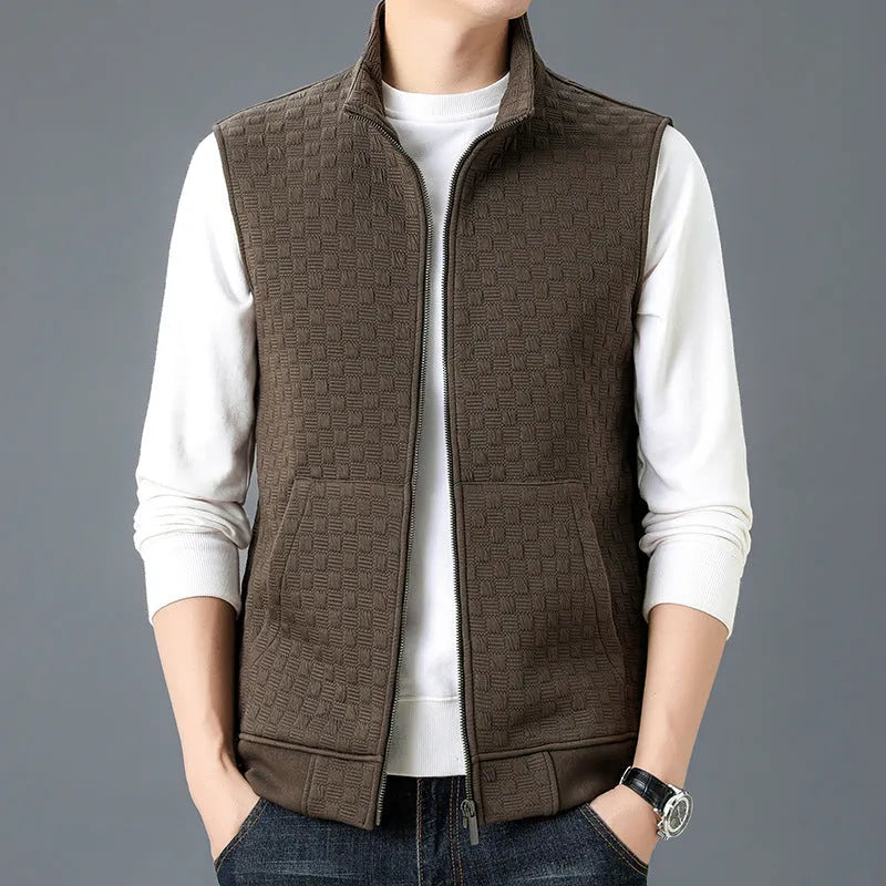 Casual sleeveless waistcoat vest in a cardigan style, shown in a neutral colour from the available selection.