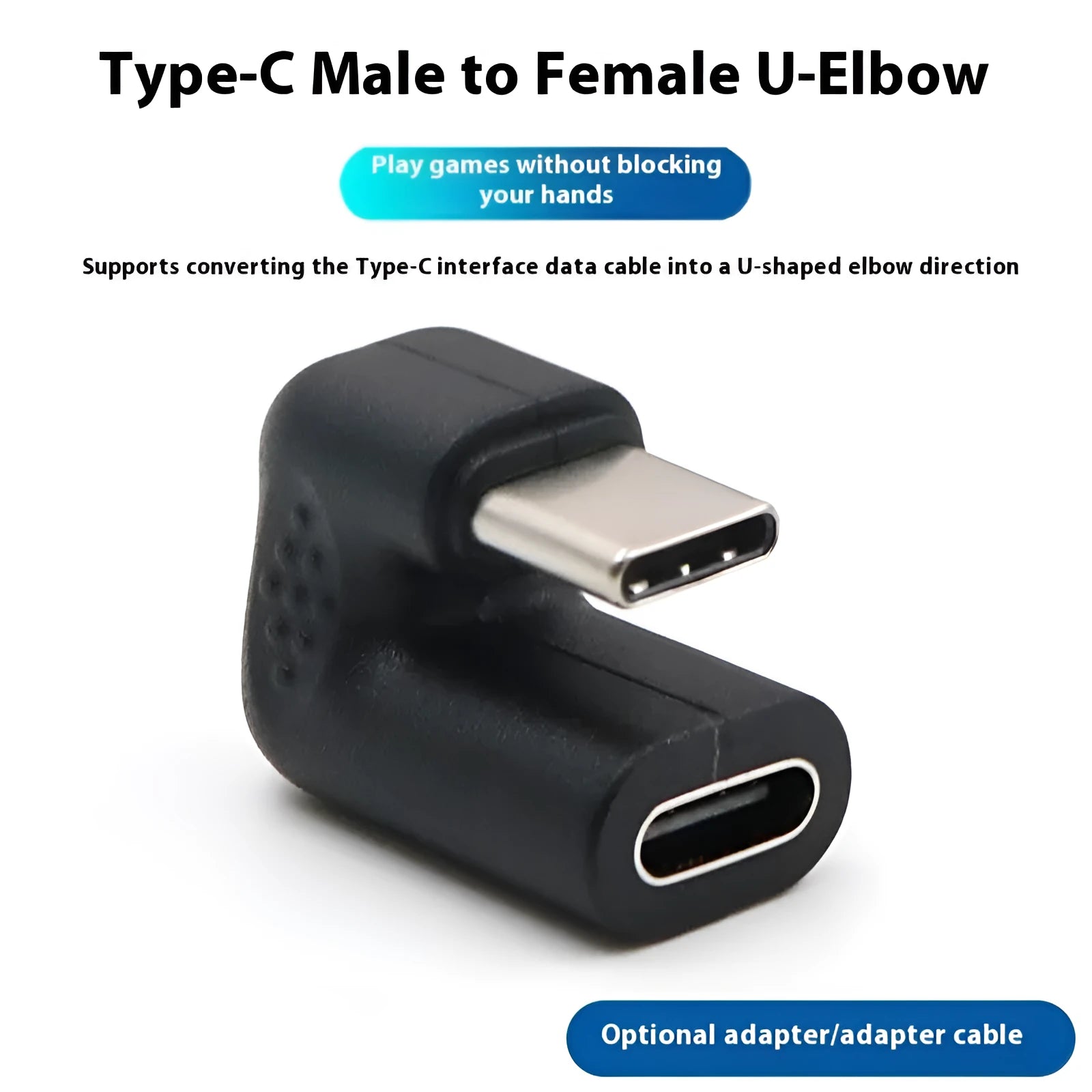 Plastic U-bend male to female adapter extension cable for mobile phones and tablets