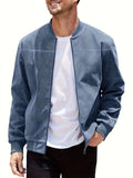 Men's plus size suede zipper jacket in Army Green, shown with regular sleeves and a casual fit.