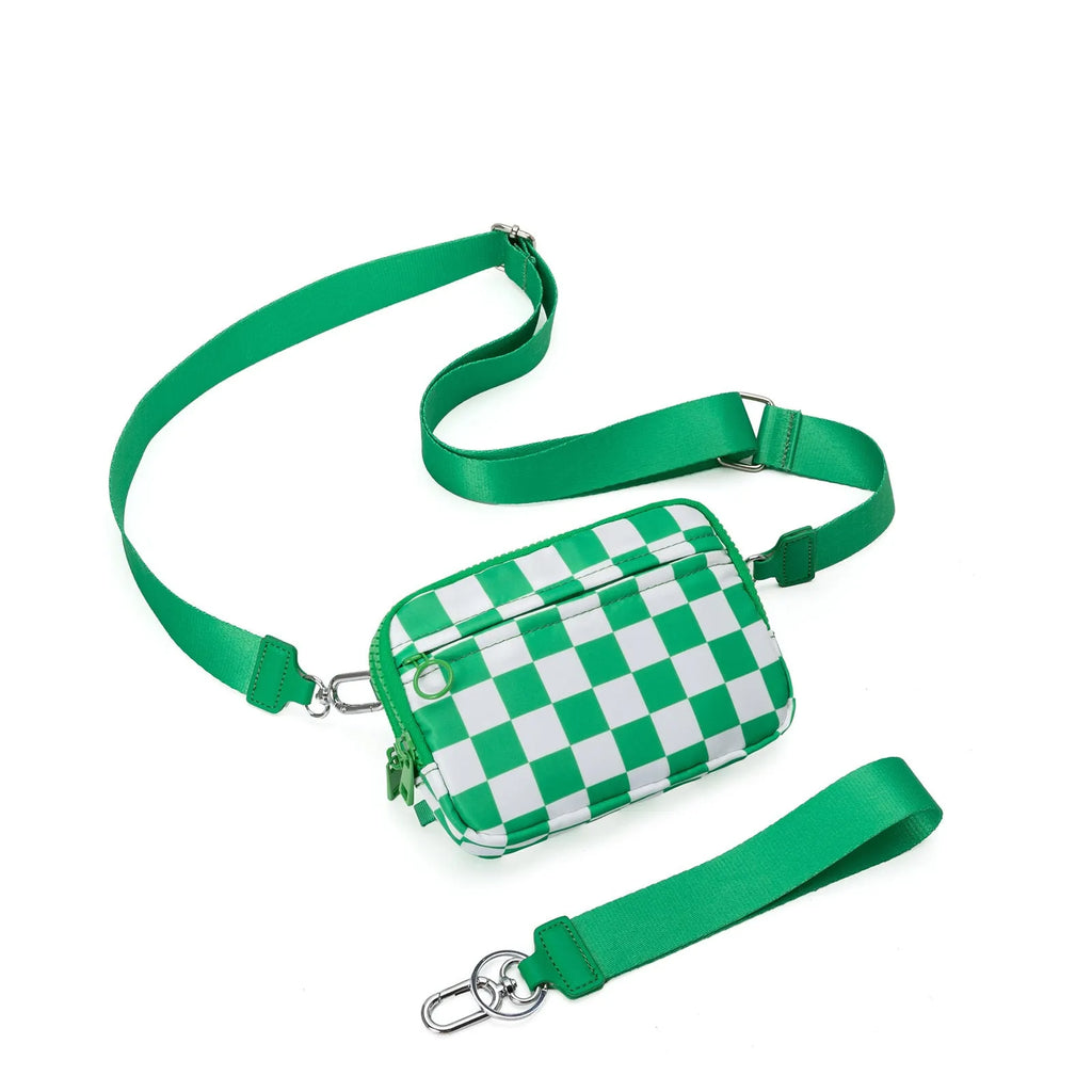 Women's crossbody bag in Oxford cloth, urban minimalist style, available in solid colours and plaid patterns