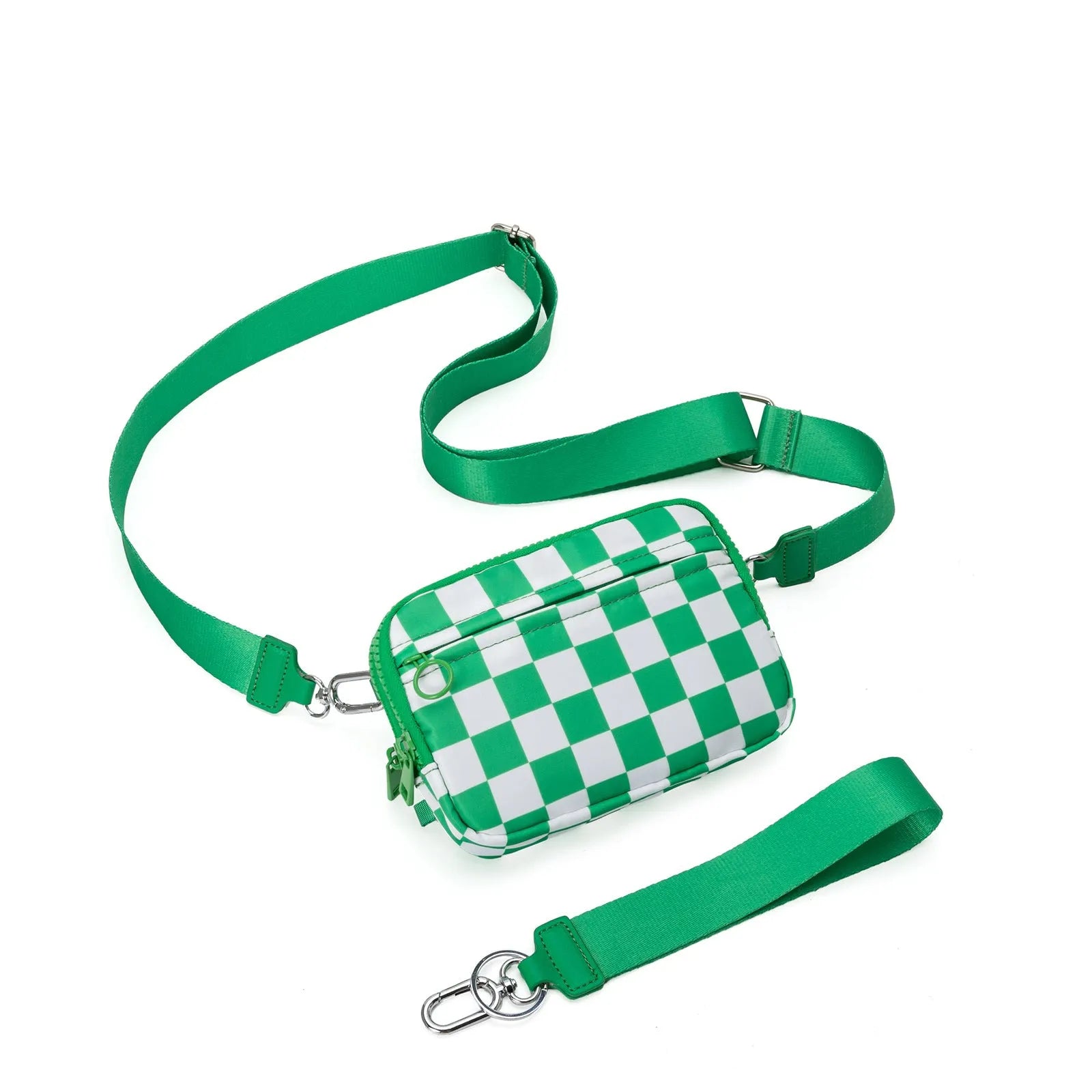 Women's crossbody bag in Oxford cloth, urban minimalist style, available in solid colours and plaid patterns