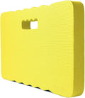 Blue plastic garden kneeler cushion mat on grass for gardening comfort.