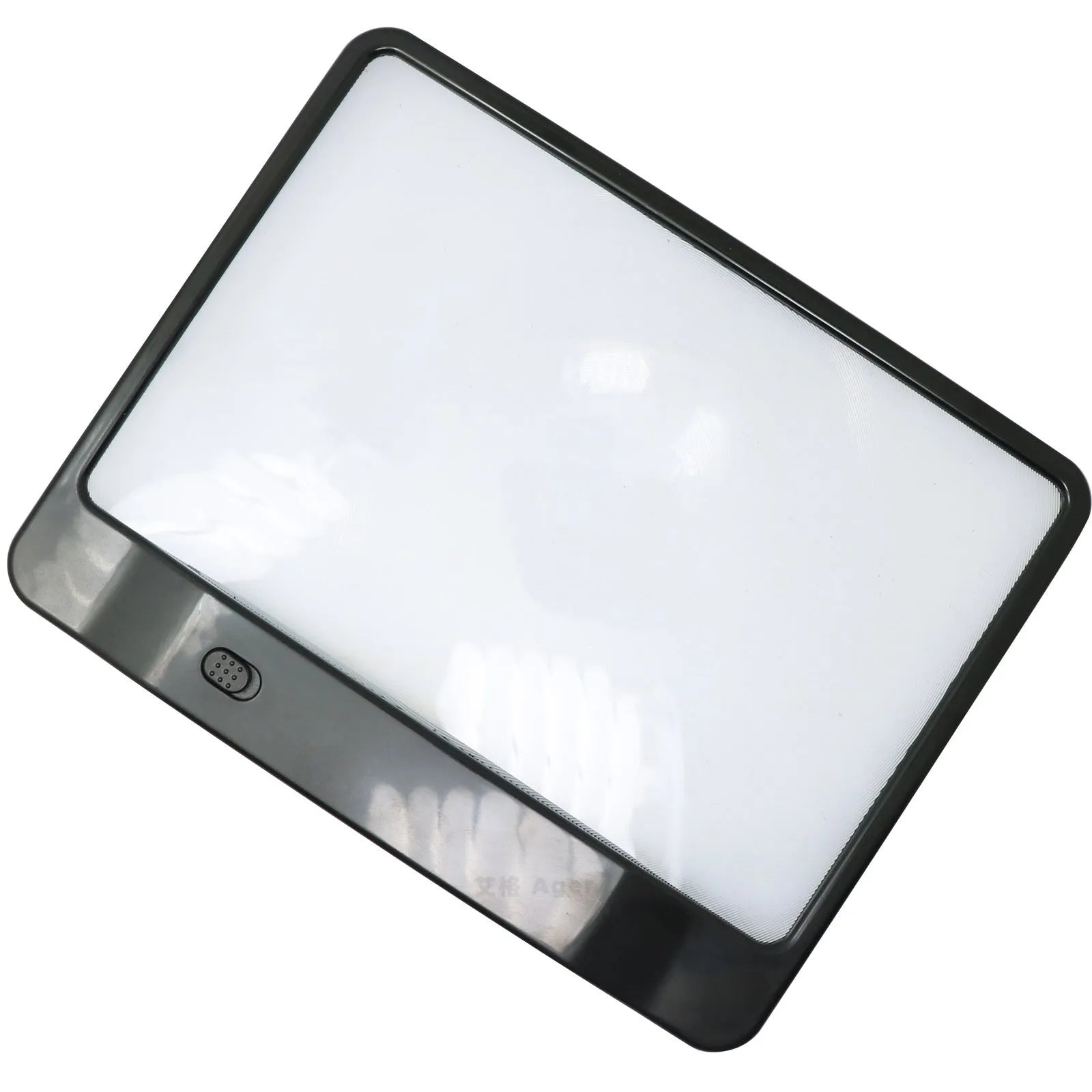 Black handheld 3x magnifying glass with built-in white LED light on a PVC handle.