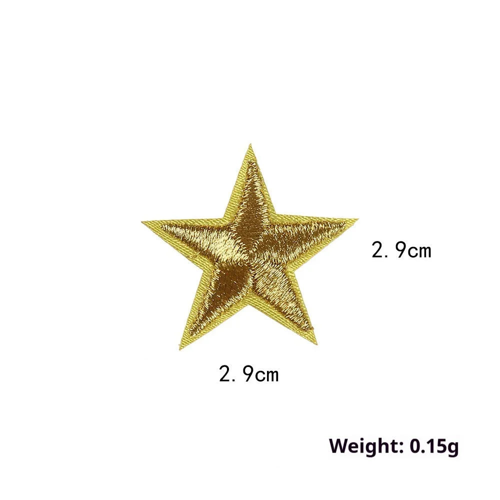 Colourful five-pointed star cloth embroidery stickers for DIY fabric decoration