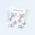Butterfly fringe earrings in alloy and glass with electroplated finish, 1.8 x 5.3cm, light luxury style