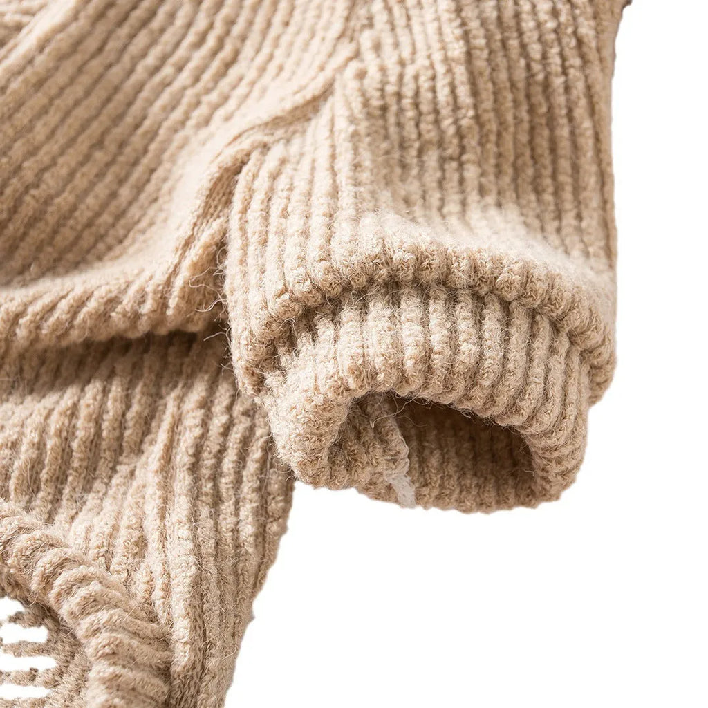 Brown knit dog sweater pullover for small breeds in sizes from XS to XL