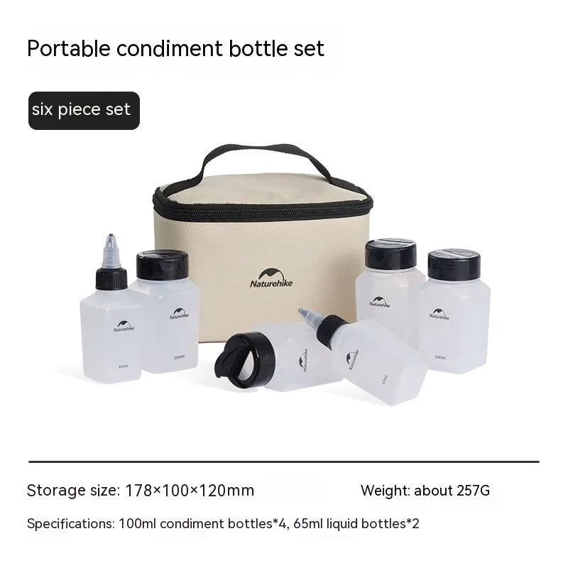Naturehike six-piece portable seasoning bottle set in modern simplicity style