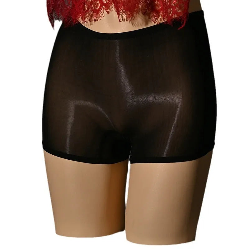 Men's shiny seamless underwear stockings in various colours including natural skin tones with mid waist design