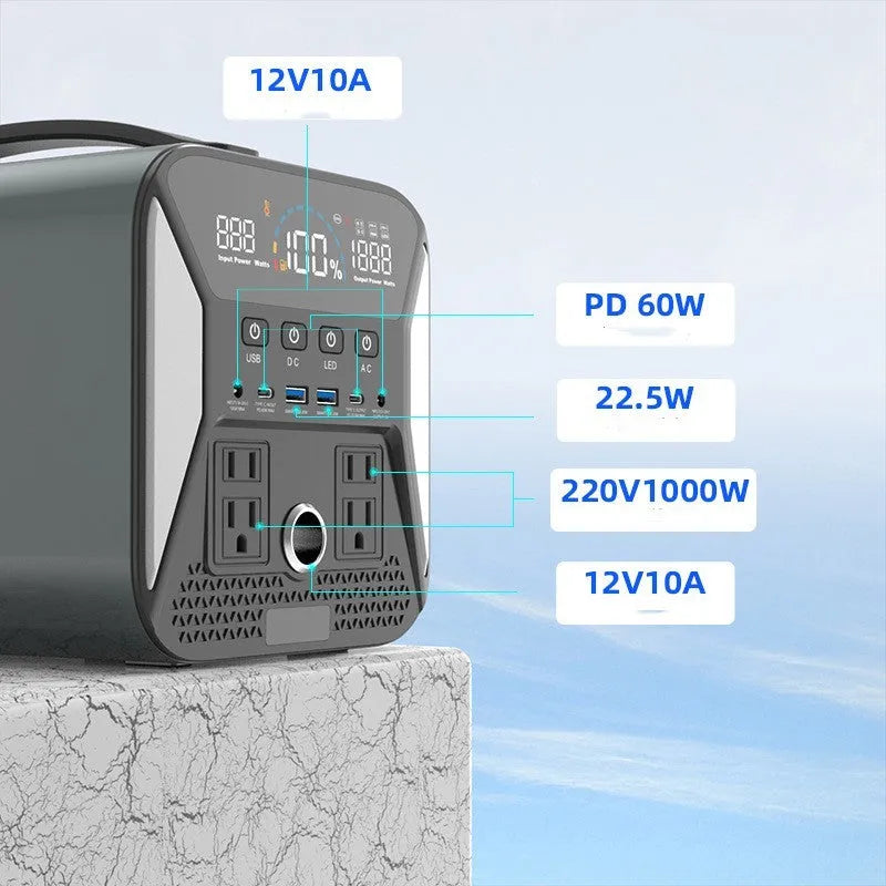 500W vehicle inverter power supply with cigarette lighter adapter and 130,000mAh capacity