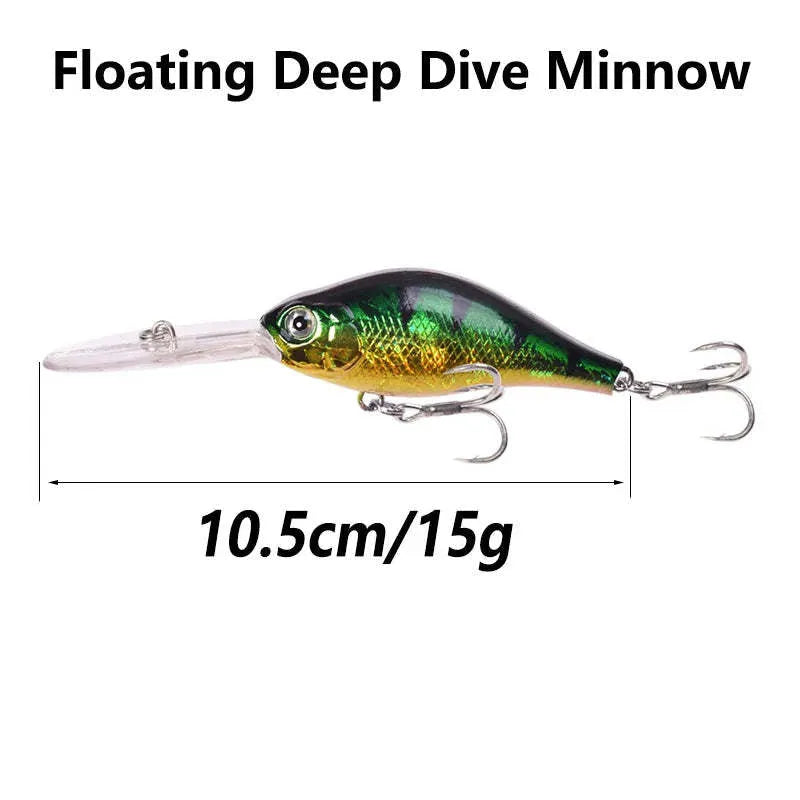 Little Fat Man 10.5cm deep diving mino fishing lure with long tongue board in various colour options