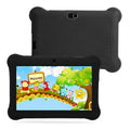 Children's tablet with 7-inch capacitive touch screen in black, showing front view with home button