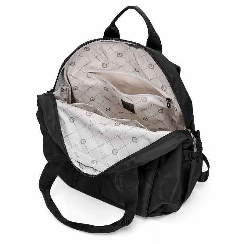 Outdoor backpack with large 48cm height, nylon construction, and sandwich pocket design in three colour options