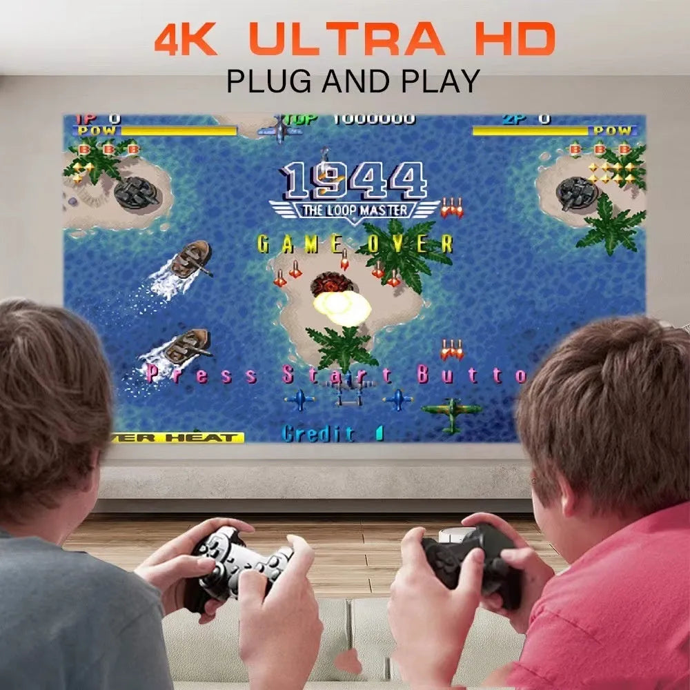 Wireless game machine projector with 720p HD resolution showing international power compatibility symbols