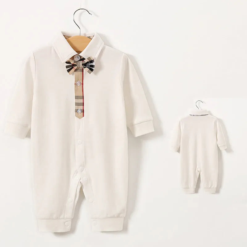 Cotton baby one-piece long sleeve Korean style bodysuit in grey, available in sizes 59-90cm