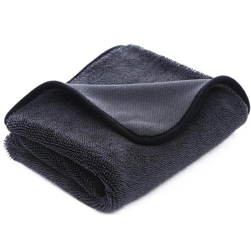 Small braid twisted car cleaning towel in grey with textured surface for vehicle washing