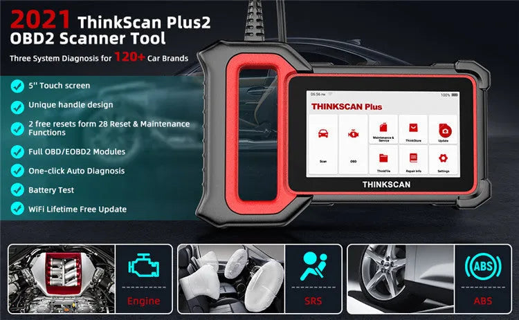 Thinkcar Thinkscan Plus S2 car diagnostic scanner for ECM, ABS, SRS system detection, compact 28x25x5mm